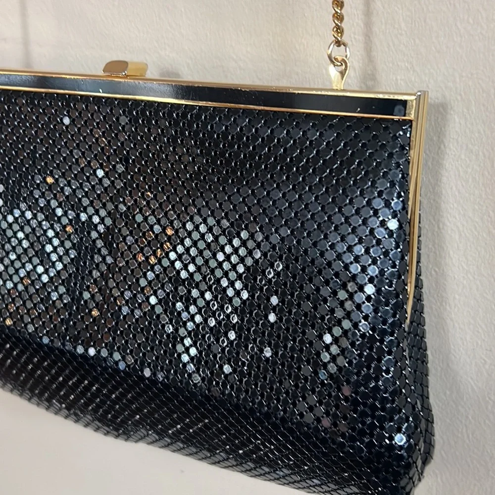 Whiting and Davis Black Metal Mesh Shoulder or Clutch Purse - Picture 2 of 12